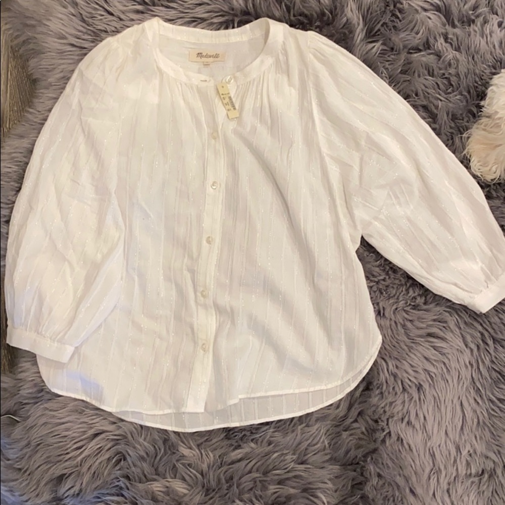 Madewell Shimmer Stripe Peasant Top